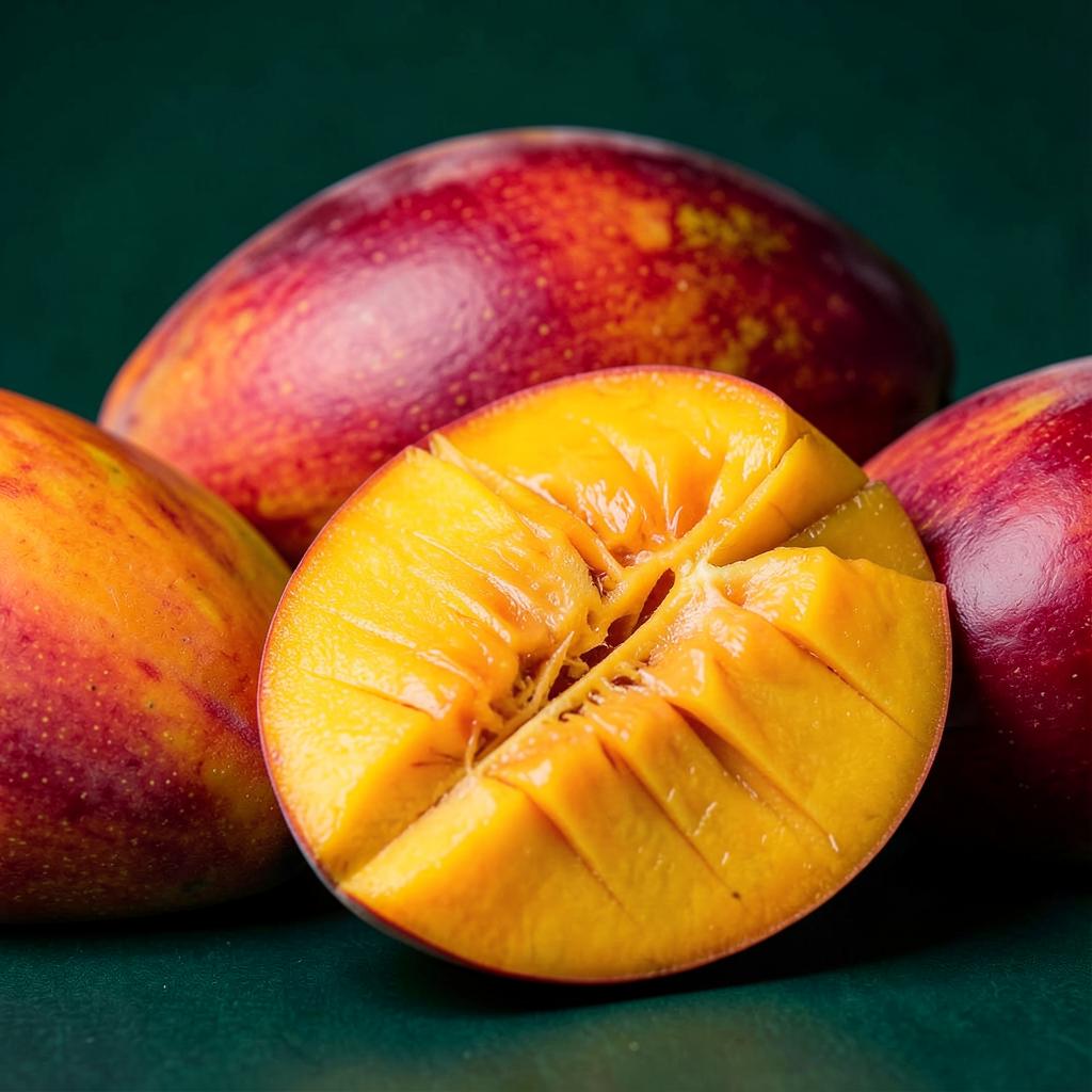 Sliced mango showing ripe golden flesh